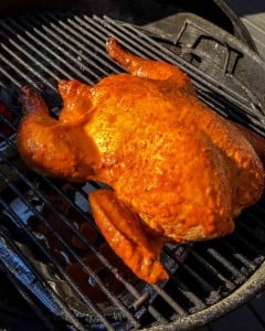 Basted piri piri chicken on the grill