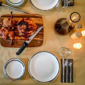 Table setting for piri piri chicken